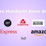 Article banner with the text "Retro Handheld Store Guide" featuring logos from handheld manufacturers AYN, Ayaneo, Retroid and Anbernic. As well as AliExpress and Amazon.